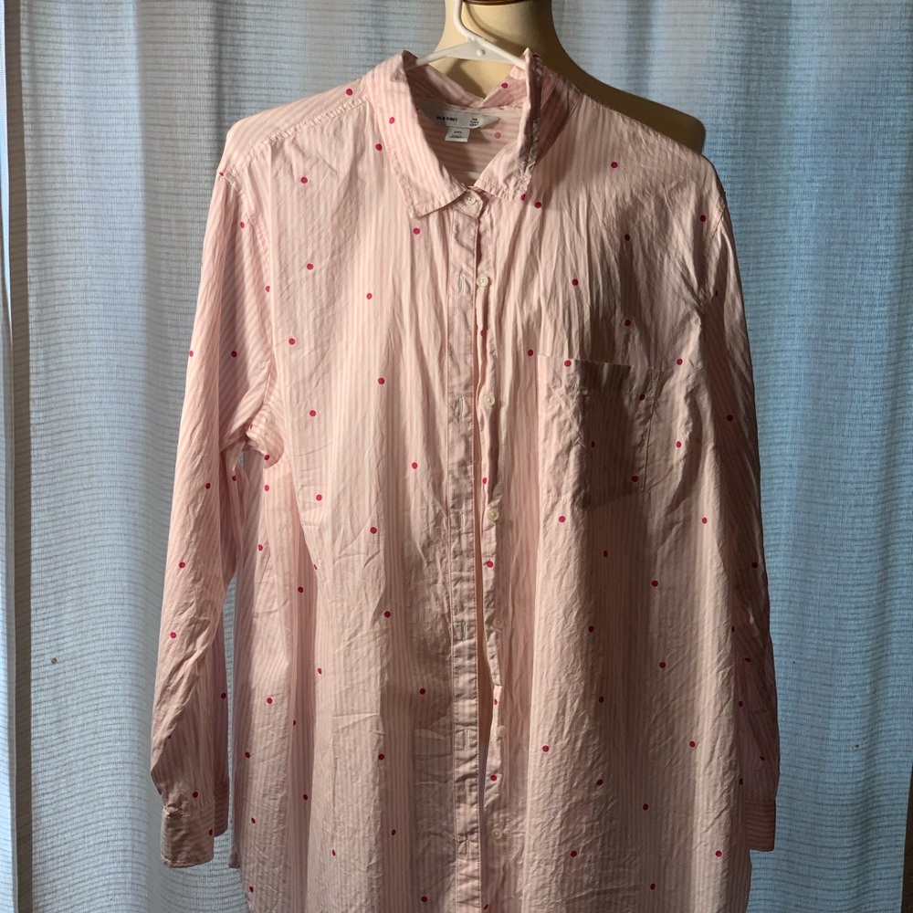 Old Navy Pink and White “The Tunic Shirt” Size XXL